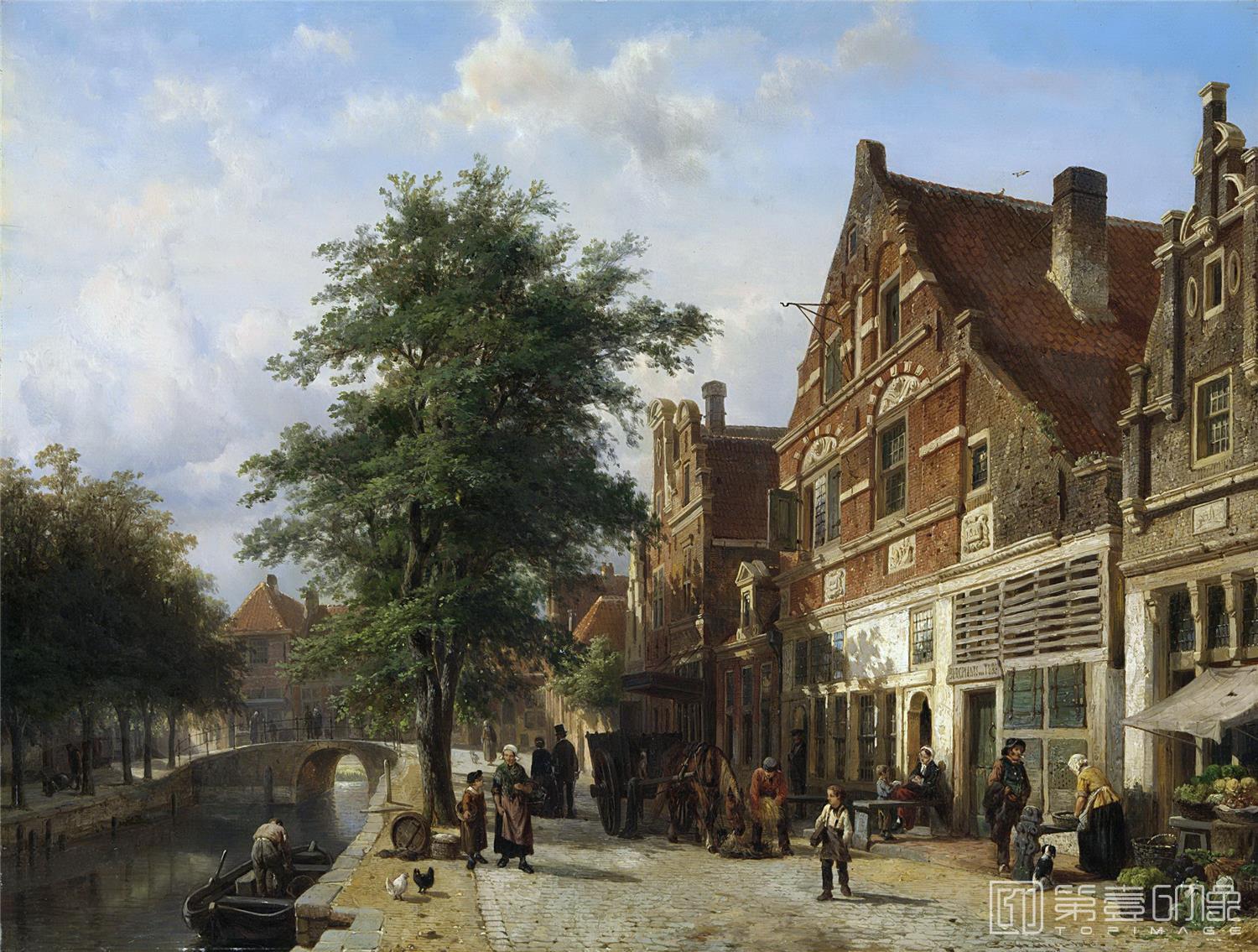 油画-荷兰阿姆斯特丹国家美术馆-Springer Cornelis De Zuiderhavendijk in Enkhuizen 1868-1472